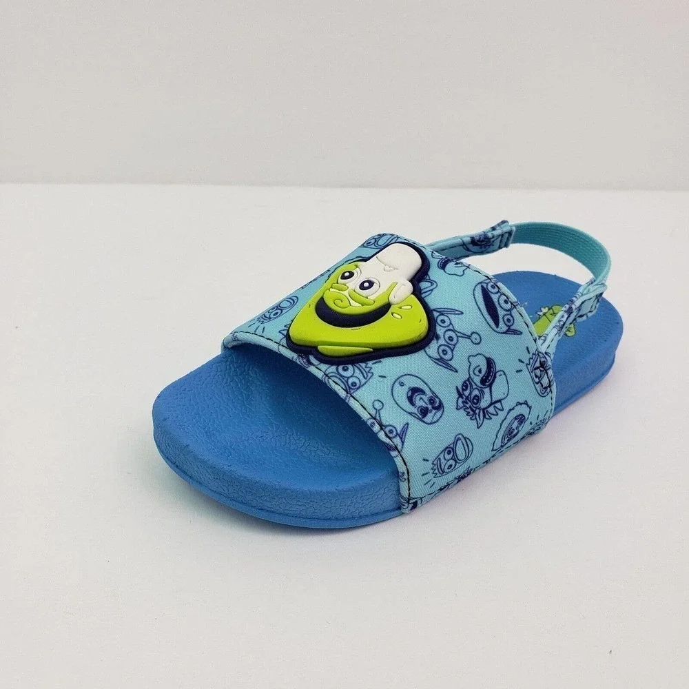 Disney Toy Story Toddler Boys Size 7/8 Blue Slip On Heel Strap Slide Sandals